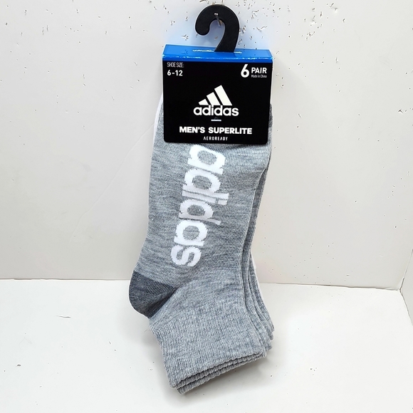 adidas Other - ⭐️ADIDAS 💯 6 PAIRS OF QUARTER LENGTH SOCKS, GREY, WHITE LOGO